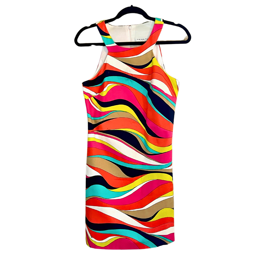Trina Turk Bright Multicolor Sleeveless Shift Dress Size 4